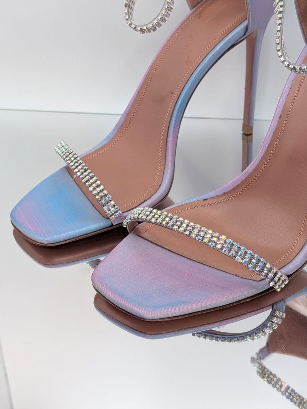 NWT Amina Muaddi Ursina Crystal Heels Sandals Rainbow IT 38 NIB Authentic - Picture 7 of 16
